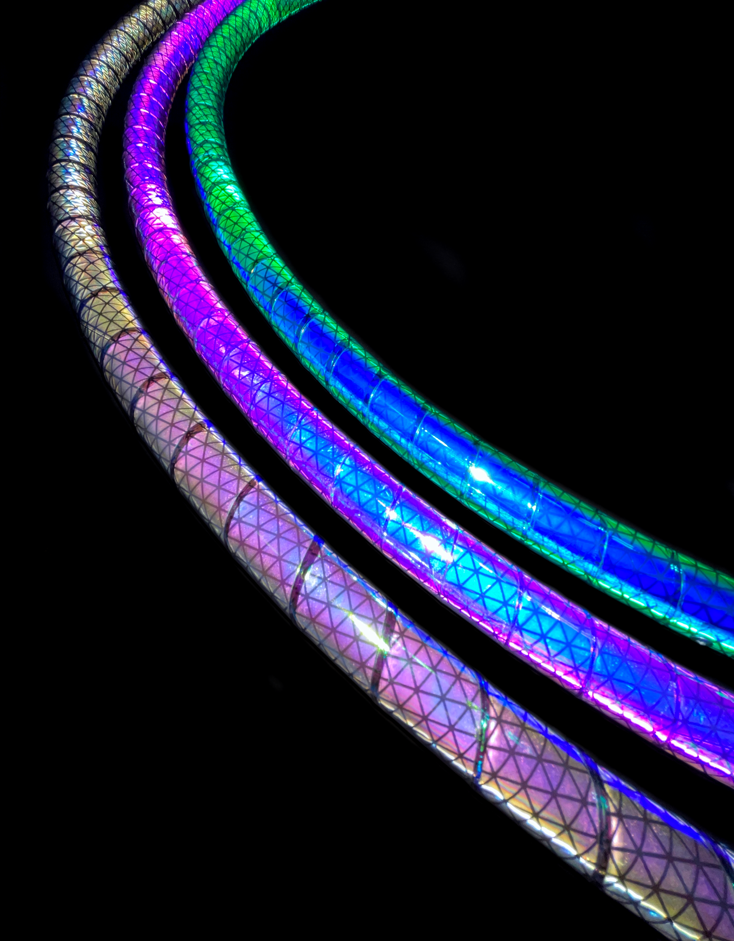 Black Pearl Opalescent Color-Shift Reflective Taped Hoops
