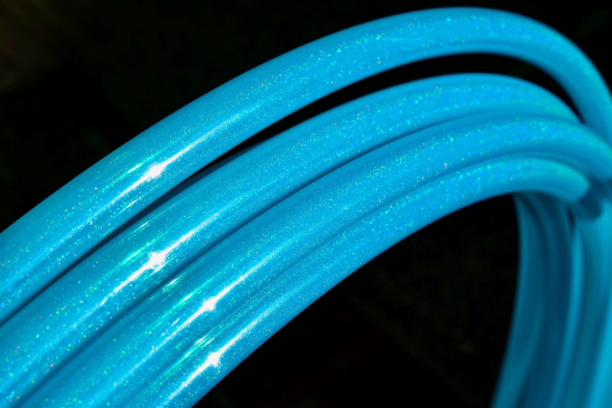 3/4 UV Turquoise Stardust Glitter Colored Polypro Hoops