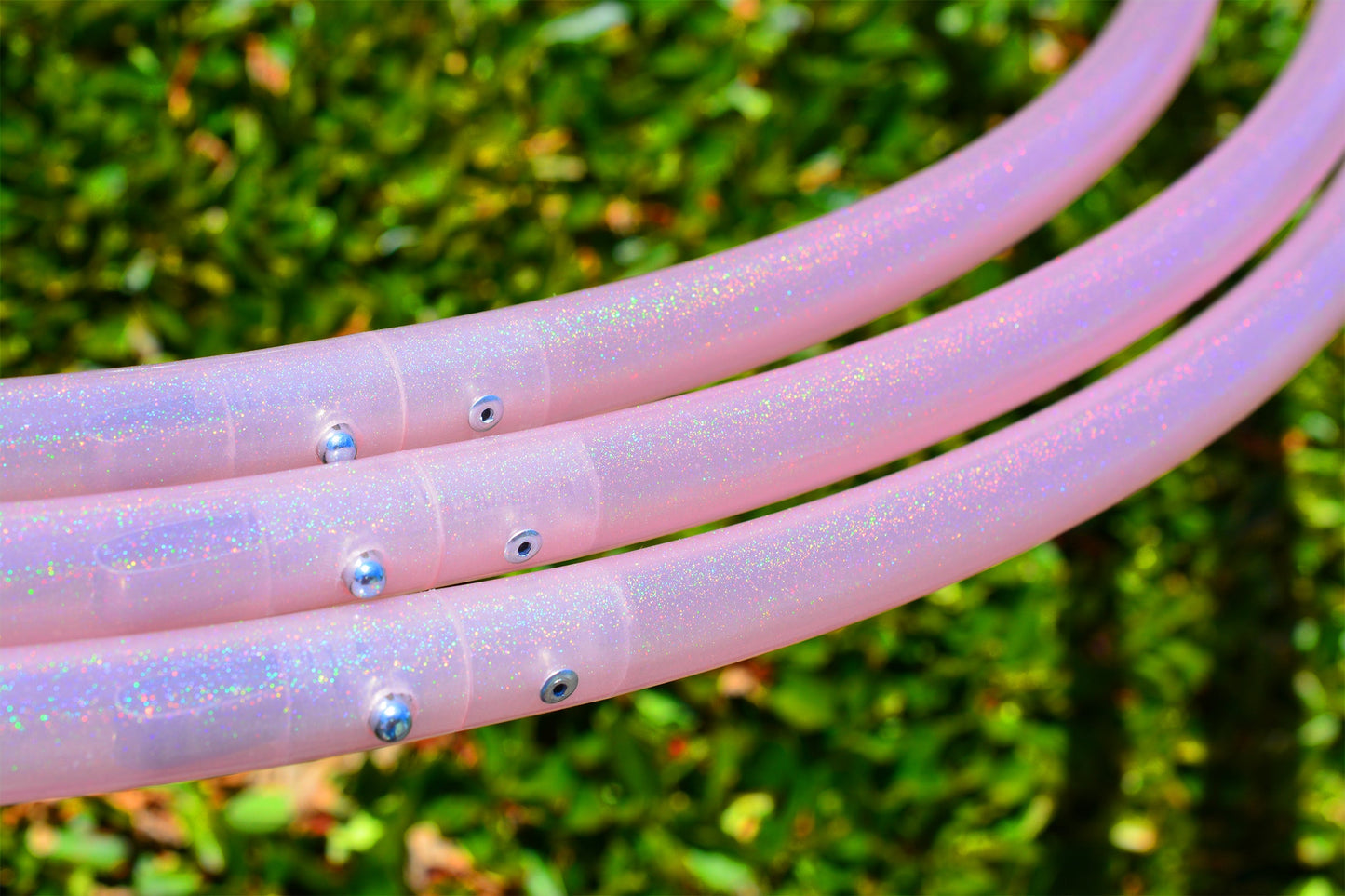 5/8 Rose Gold Stardust Glitter Colored Polypro Hoops