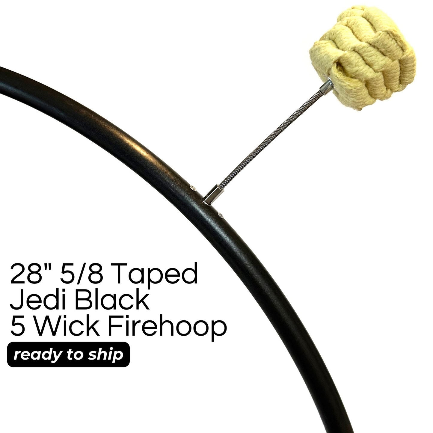 28" OD 5/8 | 5 Wick | Jedi Black Polypro Firehoops | Ready to Ship