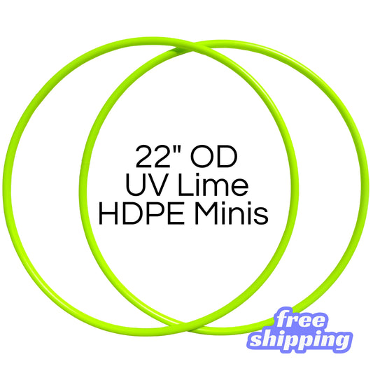 22" OD 5/8 HDPE UV Reactive Lime Mini Hoops - Ready to Ship