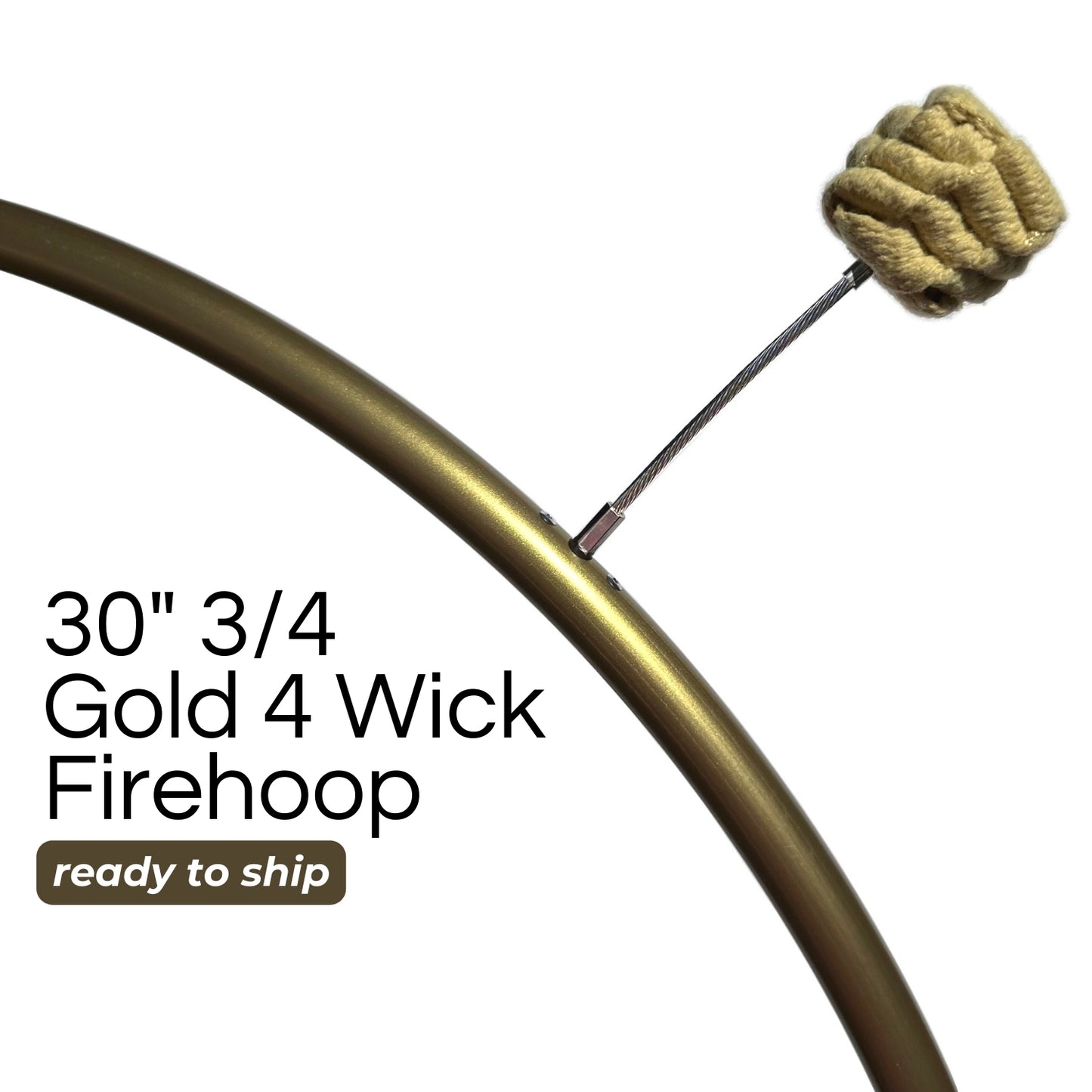 Gold Metallic Firehoop | 30" 3/4 Polypro | 4 Wick | Free Shipping, Ready to Ship