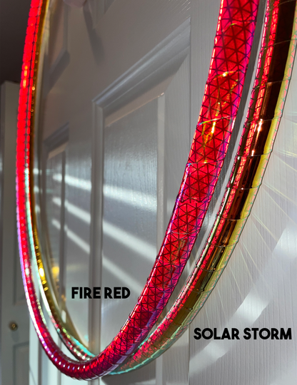Fire Red Opalescent Color-Shift Reflective Taped Hoops